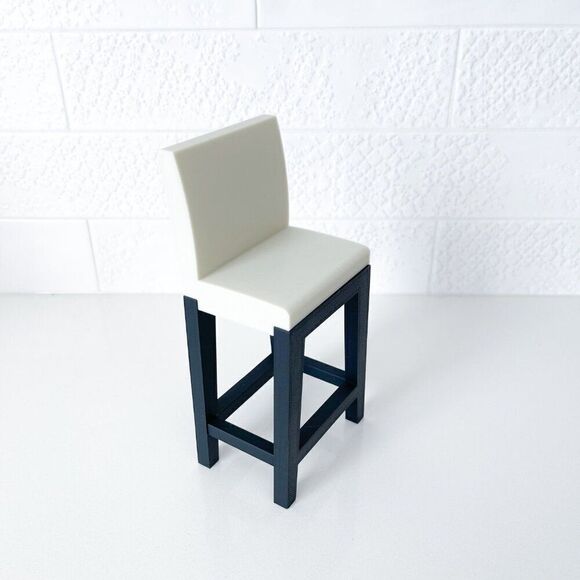 Miniature Barbie Gray Bistro Table 4 White Chairs 3D Printed Dollhouse Furniture - Picture 4 of 5